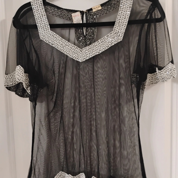 Black sheer embellished blouse - Picture 3 of 3